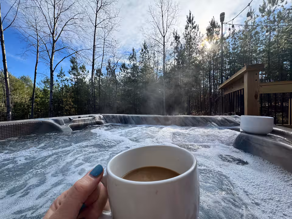 Luxury salt water hot tub on the rear deck